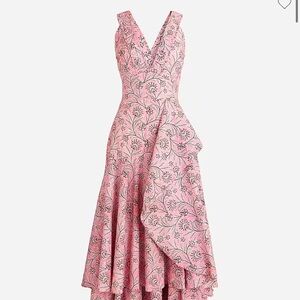 Like New J Crew Collection Cross Back Ruffle Hem Ratti Vines Dress